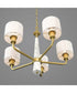 Palacio 5-Light White Silk Fabric Shade Luxe Chandelier Light Vintage Gold