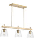 Saffert 3-Light New Traditional Clear Glass Linear Island Chandelier Light Vintage Brass