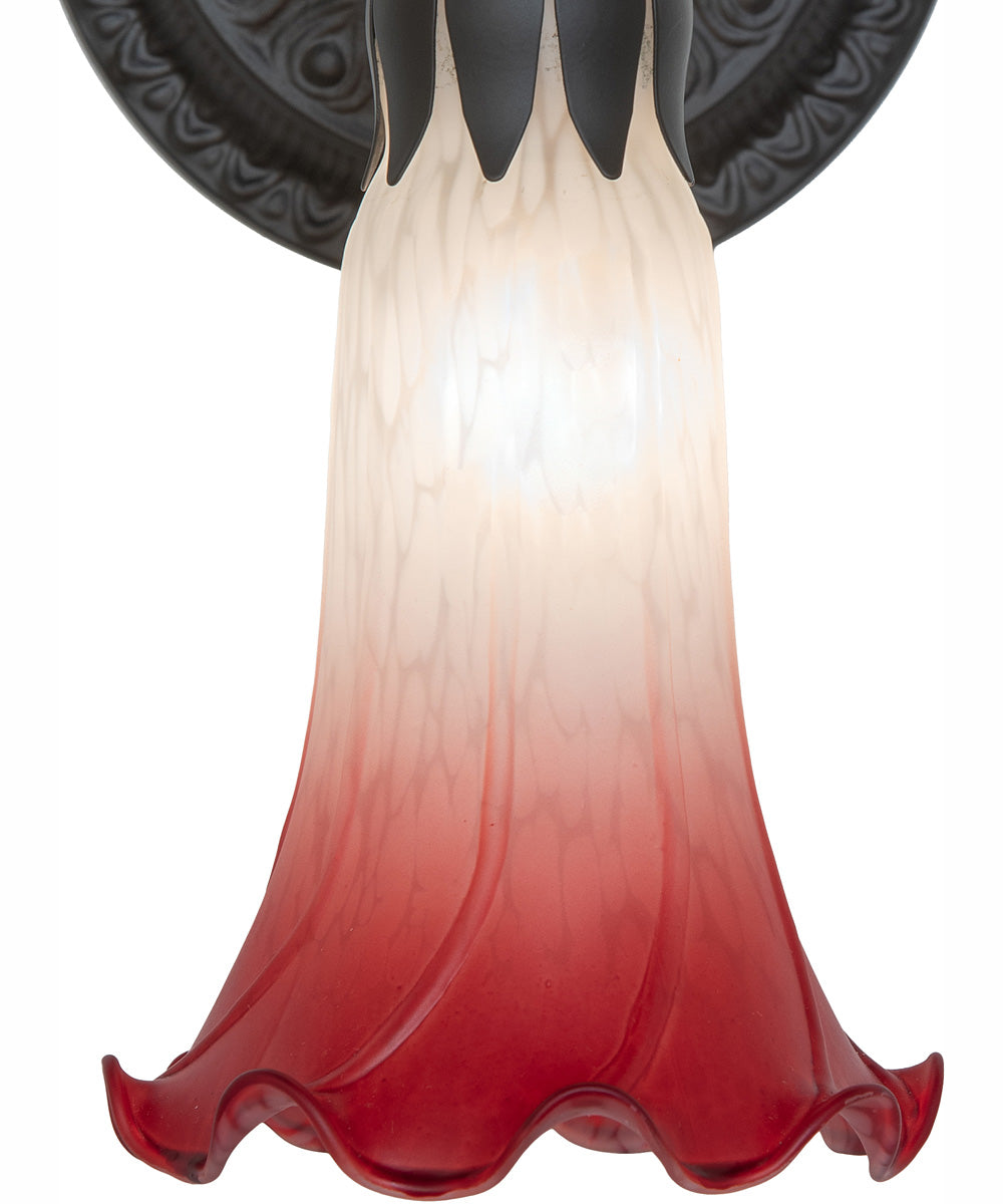 5.5" Wide Pink/White Tiffany Pond Lily Wall Sconce