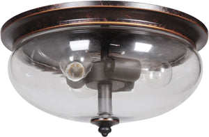 15"W Stafford 3-Light Flush Mount Light Aged Bronze/Textured Black