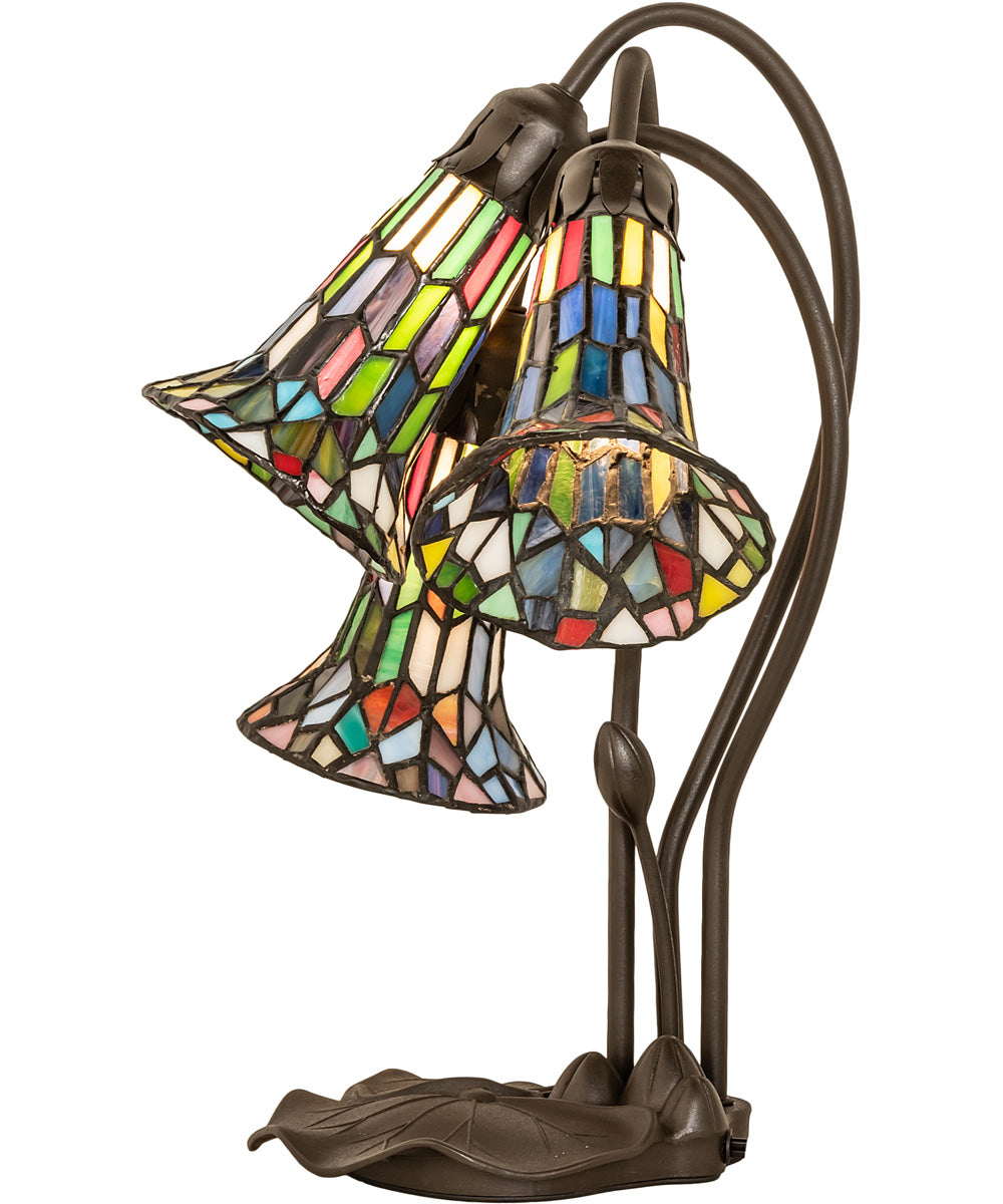 16" High Stained Glass Pond Lily 3 Light Accent Lamp