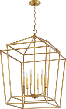 21"W Monument 6-light Entry Foyer Hall Chandelier Gold Leaf