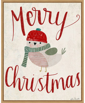 Framed Merry Christmas by Katie Doucette Canvas Wall Art Print (23  W x 28  H), Sylvie Maple Frame