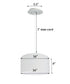 16" W 2 Light Pendant White Linen Drum Shade with Diffuser, White Cord