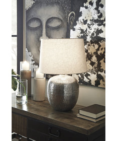 23"H Magalie Metal Table Lamp (1/CN) Antique Silver