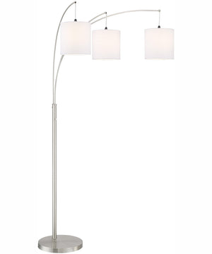Norlan 3-Light 3-Light Arch Lamp Brushed Nickel/White Fabric Shade