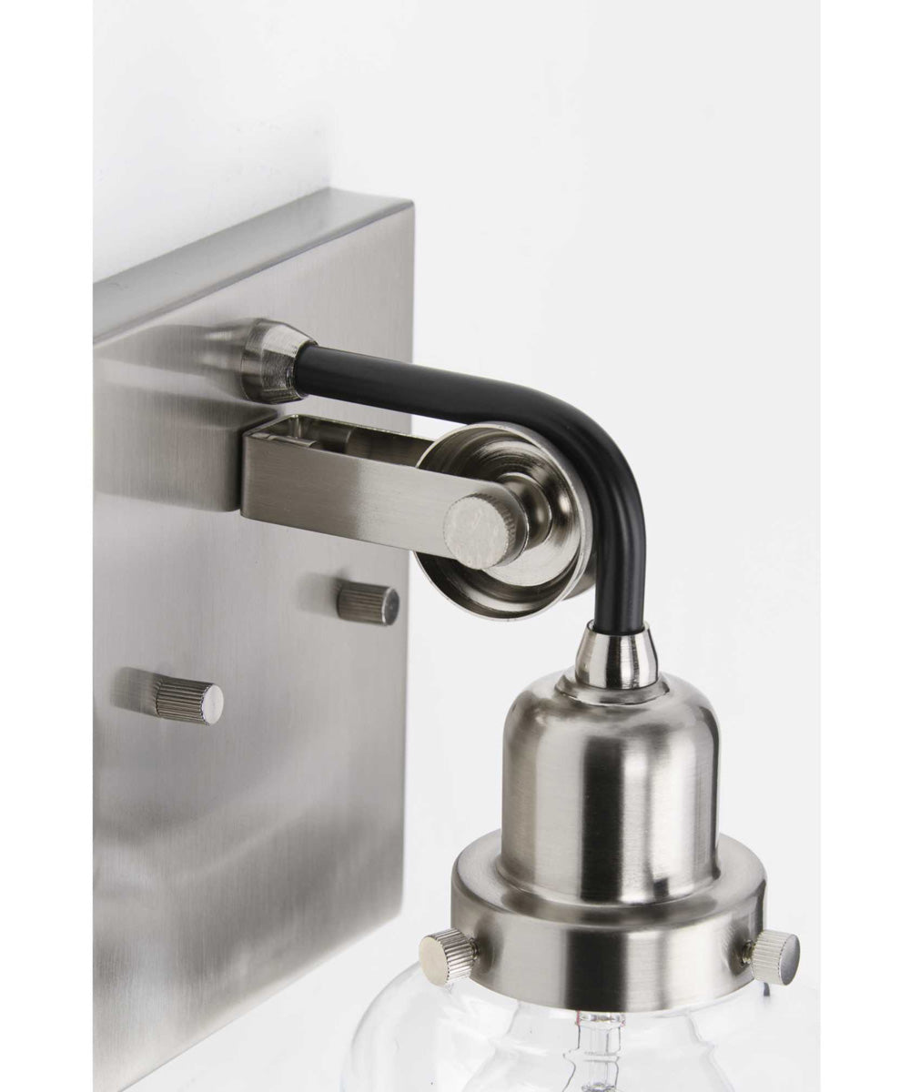 Rushton 1-Light Clear Glass Farmhouse Bath Vanity Light Brushed Nickel