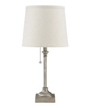 Catalina 19"H 1-Light LED Silver Metal Table Lamp with Beige Linen Drum Shade