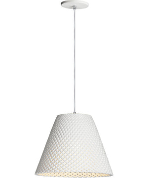 15"W Woven 1-Light Pendant White