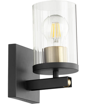 Empire 1-light Wall Mount Light Fixture Textured Black w/ Aged Brass