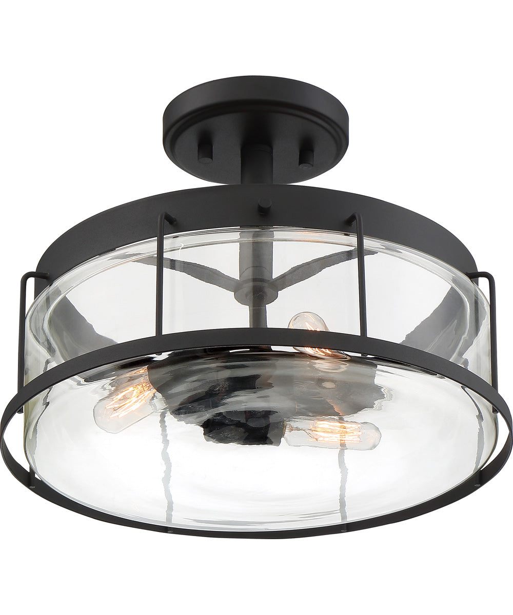 Ludlow Medium 3-light Semi Flush Mount Earth Black