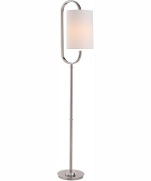 64"H 1-Light Floor Lamp Iron and Crystal in Polished Nickel and Crystal with a Rectangular Shade