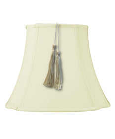 12"W x 12"H French Oval Piped Shantung Lamp Shade Tassel Eggshell