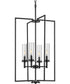 Kellwyn 4-Light Clear Glass Transitional Style Foyer Pendant Light Matte Black