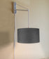 16"W MAST Plug-In Wall Mount Pendant 2 Light White Cord/Arm with Diffuser Granite Gray Shade
