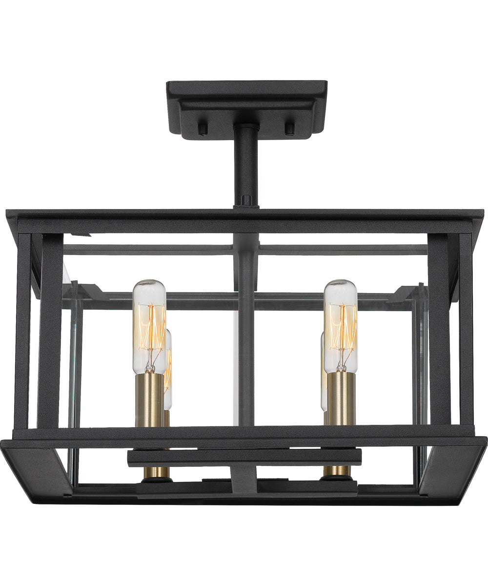 Citadel Medium 4-light Semi Flush Mount Earth Black