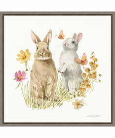 Framed Hop on Spring IV by Lisa Audit Canvas Wall Art Print (22  W x 22  H), Sylvie Greywash Frame