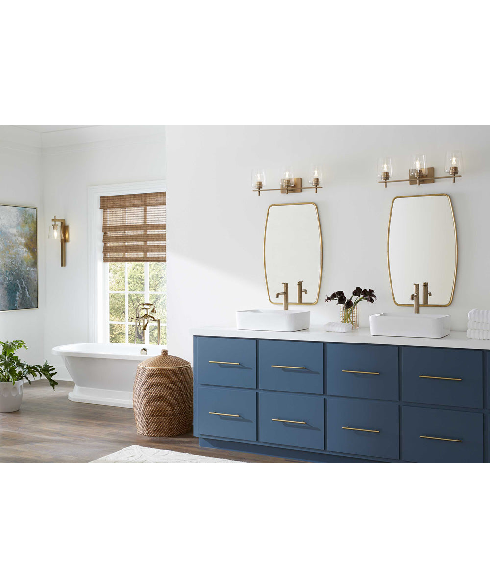 Saffert 1-Light New Traditional Clear Glass Wall Light Vintage Brass