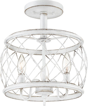 Dury Small 3-light Semi Flush Mount Antique White