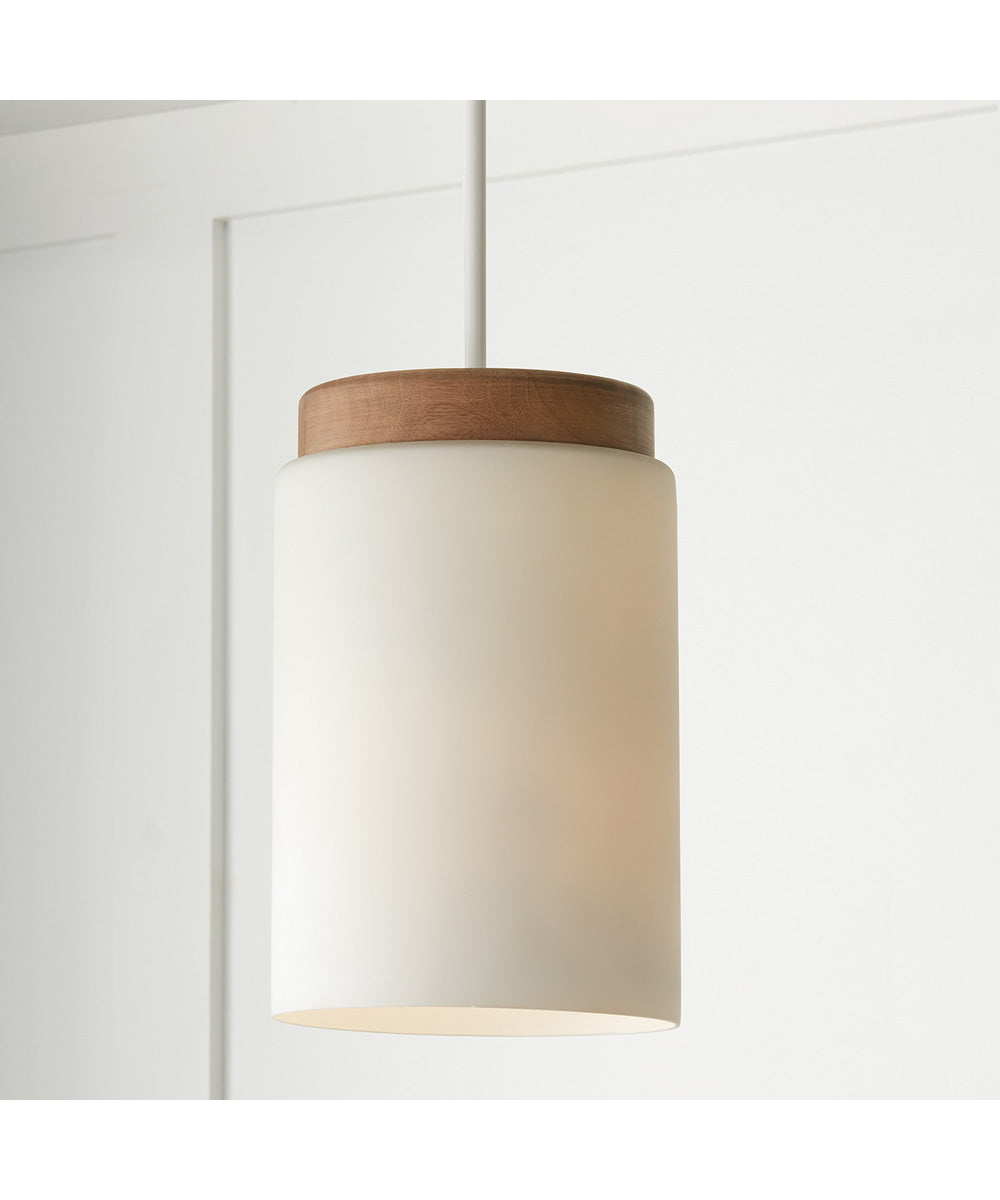 Liam 1-Light Pendant Light Wood and White