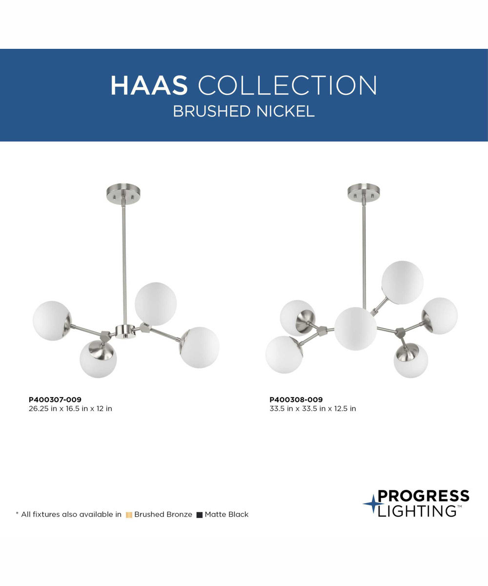 Haas 6-Light Mid-Century Modern Chandelier Brushed Nickel