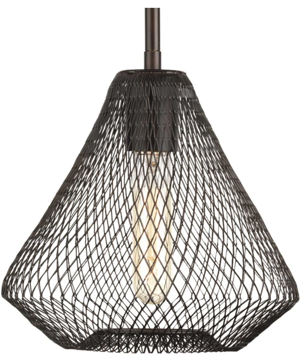 Mesh 1-Light Farmhouse Pendant Light Antique Bronze
