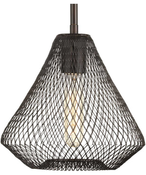 Mesh 1-Light Farmhouse Pendant Light Antique Bronze