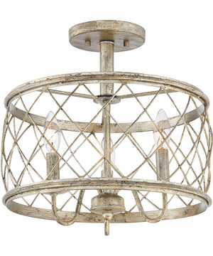 Dury Medium 3-light Semi Flush Mount Century Silver Leaf