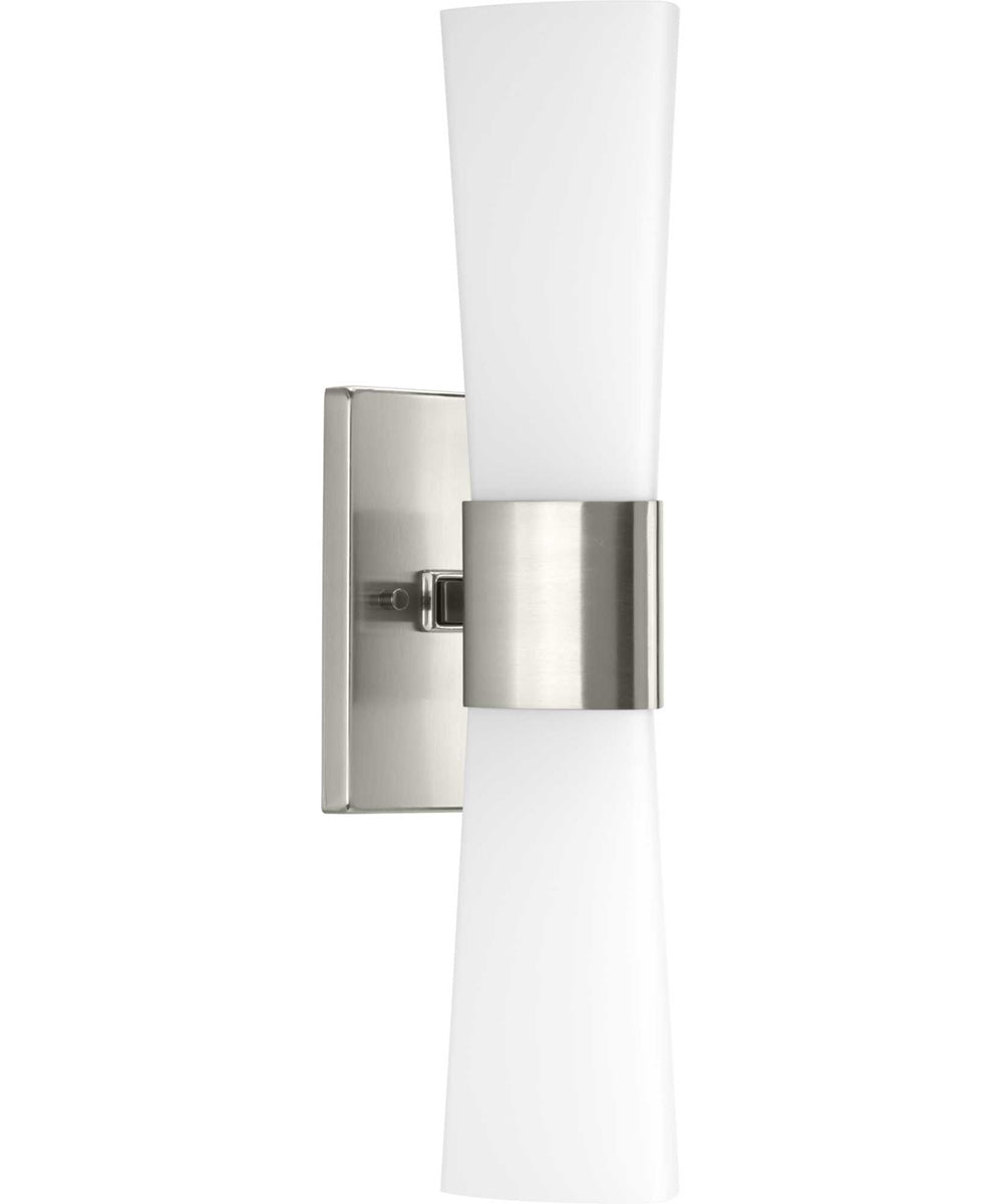 Zura 2-Light Etched Opal Glass Modern Bath Vanity Light Brushed Nickel