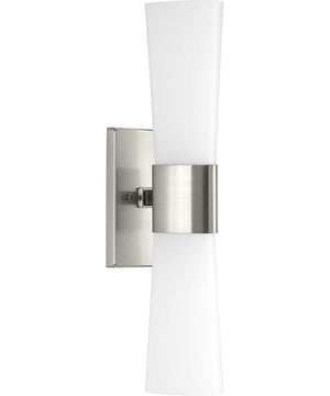 Zura 2-Light Etched Opal Glass Modern Bath Vanity Light Brushed Nickel