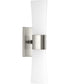 Zura 2-Light Etched Opal Glass Modern Bath Vanity Light Brushed Nickel