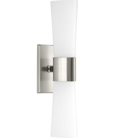 Zura 2-Light Etched Opal Glass Modern Bath Vanity Light Brushed Nickel