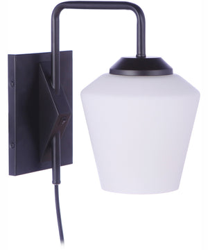 Rive 1-Light Plug In Wall Sconce Flat Black, 7"W