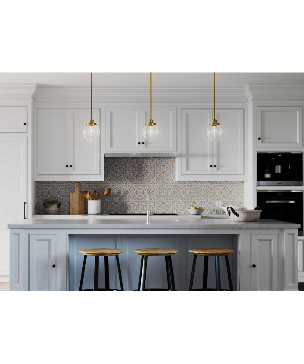 Penn 1-Light Clear Glass Farmhouse Mini-Pendant Light Natural Brass