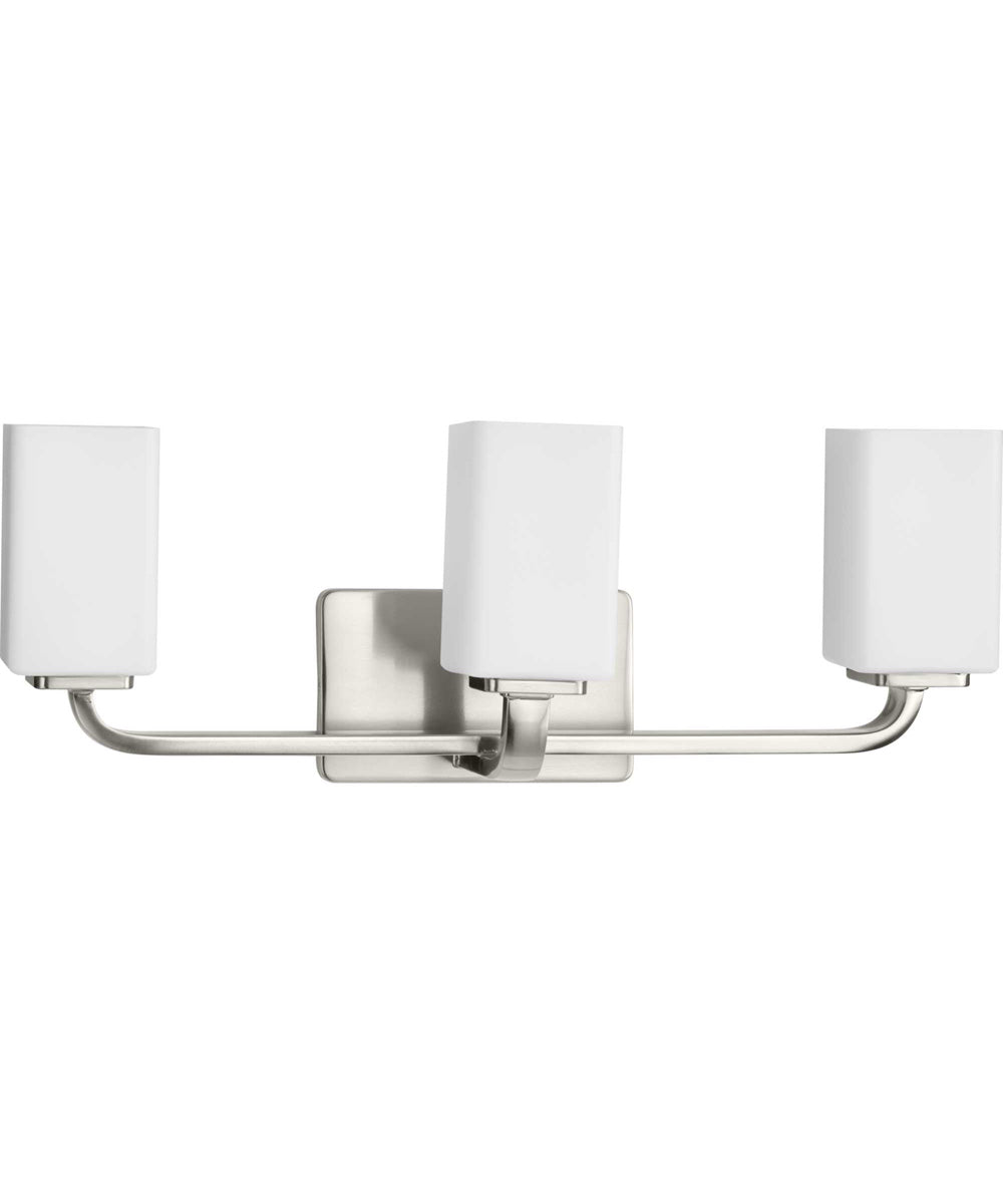 Cowan 3-Light Modern Etched Opal Glass Bath Vanity Light Brushed Nickel