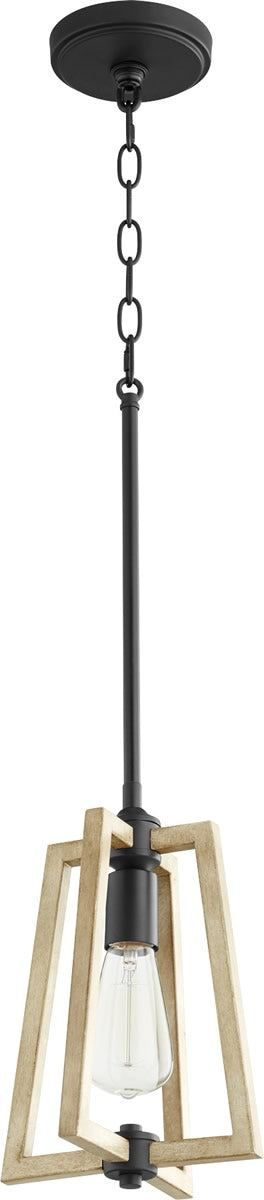 8"W Alpine 1-light Pendant Noir w/ Driftwood finish
