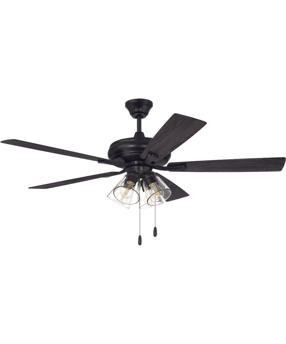 52" Eos Clear 4 Light 4-Light Ceiling Fan (Blades Included) Flat Black