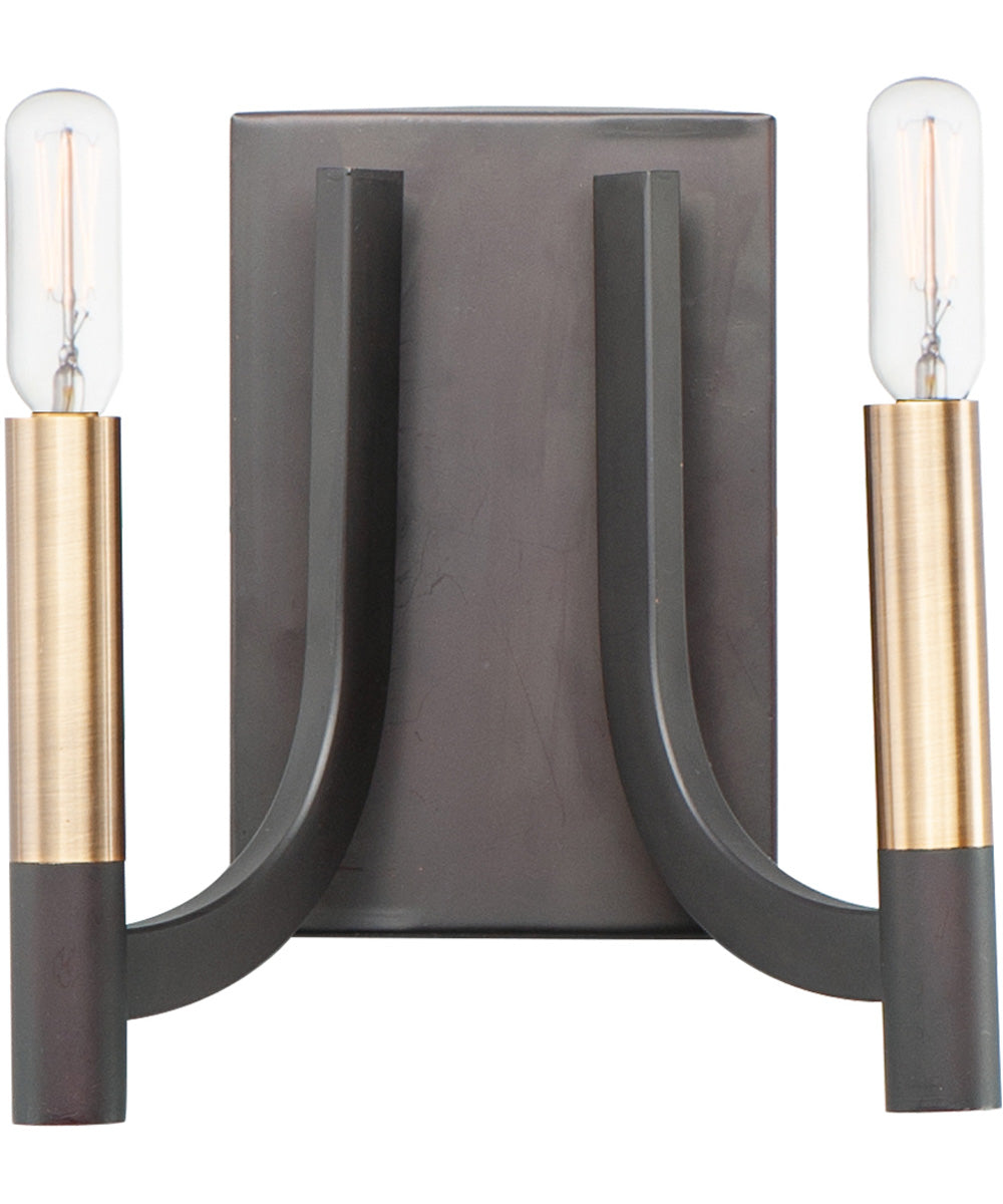 9"W Lyndon 2-Light Wall Sconce Bronze / Antique Brass