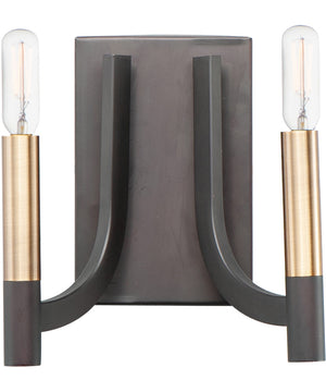 9"W Lyndon 2-Light Wall Sconce Bronze / Antique Brass