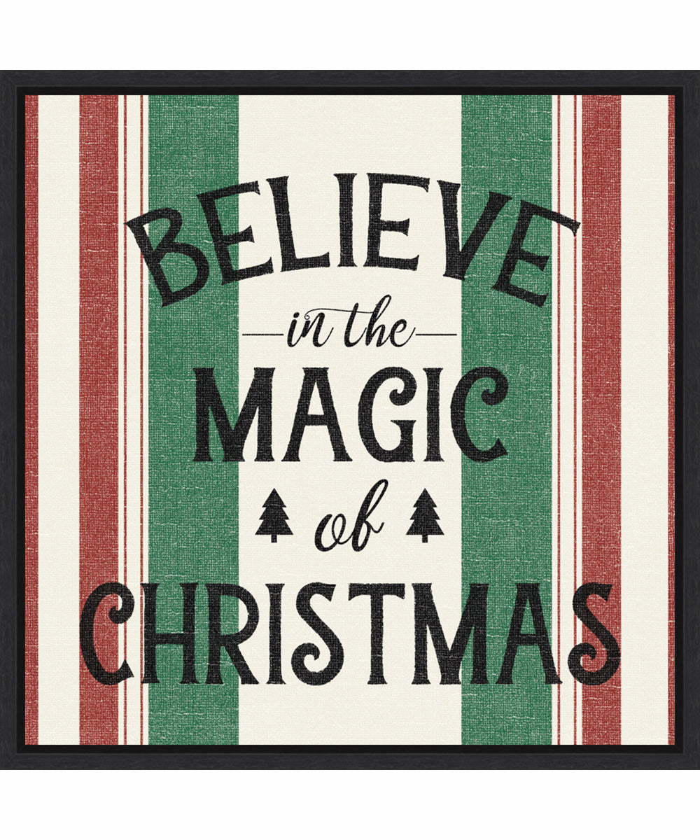 Framed Heartland Holiday IV Green by Wild Apple Portfolio Canvas Wall Art Print (22  W x 22  H), Sylvie Black Frame