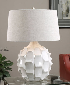 26"H Guerina Scalloped White Lamp