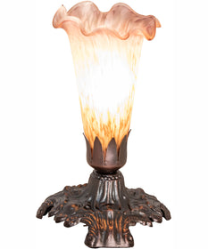 7" High Amber/Purple Tiffany Pond Lily Victorian Mini Lamp
