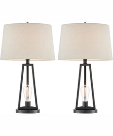 Galini 1-Light 2 Pack-Table Lamp With N.Light Black/Oatmeal Shade