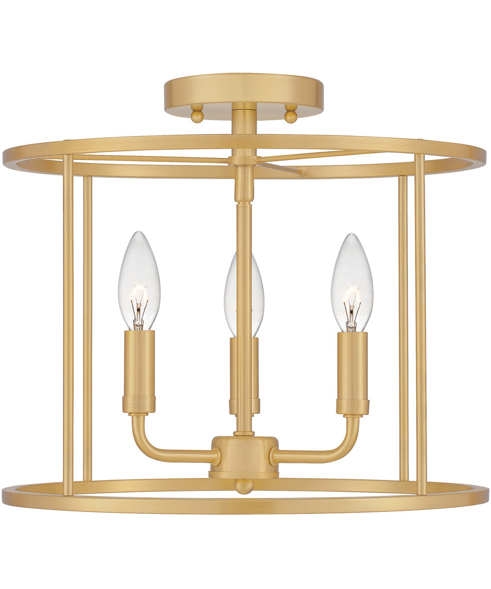 Abner 3-light Semi Flush Mount Aged Brass