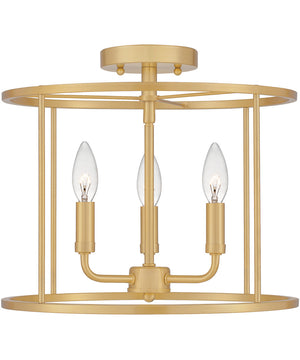 Abner 3-light Semi Flush Mount Aged Brass