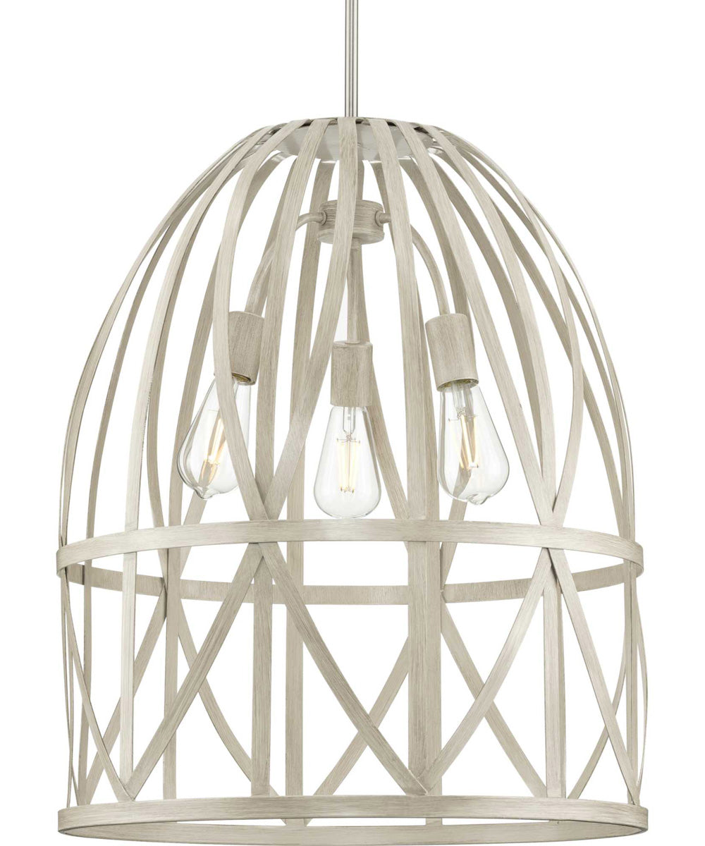Chastain 3-Light Basket Farmhouse Pendant Light Bleached Oak