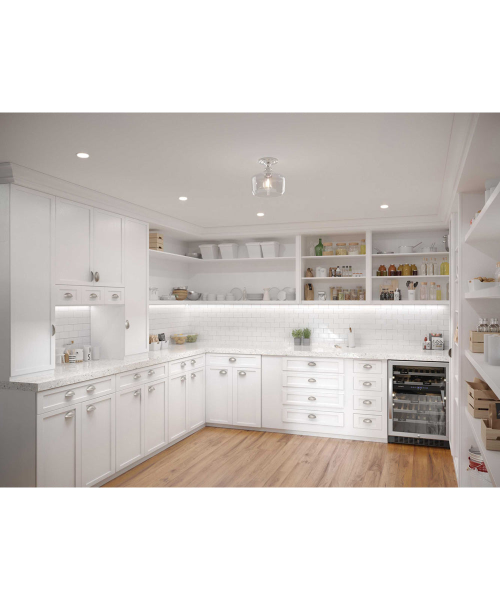 Aiken  1-Light Clear Glass Farmhouse Flush Mount Light Brushed Nickel