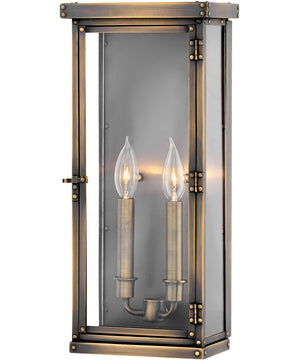 Hamilton 2-Light Large Outdoor Wall Mount Lantern in Dark Antique Brass