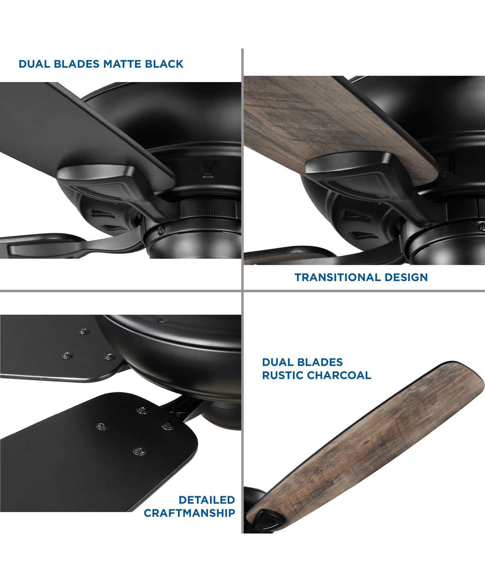 Kennedale 72-Inch 5-Blade DC Motor Transitional Ceiling Fan Rustic Charcoal/Matte Black Matte Black
