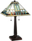 23"H Prairie Peaks  2-Light Tiffany Table Lamp Brown